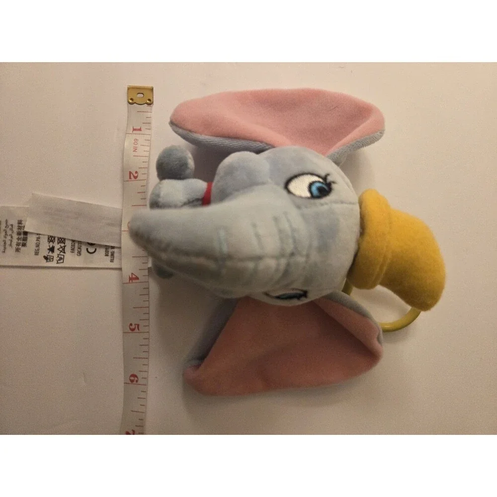 Adorable Disney Dumbo Plush Keychain Keyring Clip Gray Elephant with Yellow Hat